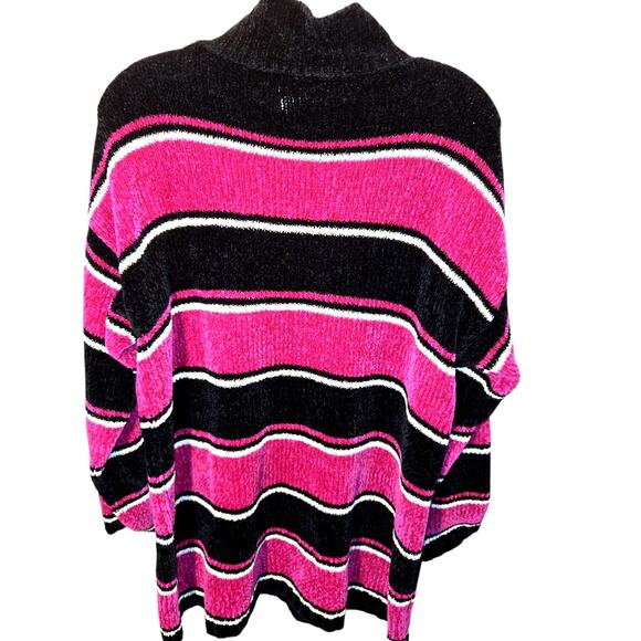 Cabin Creek Large Black Pink Striped Women's Sweater Misses Size 12 14 L - Picture 4 of 5